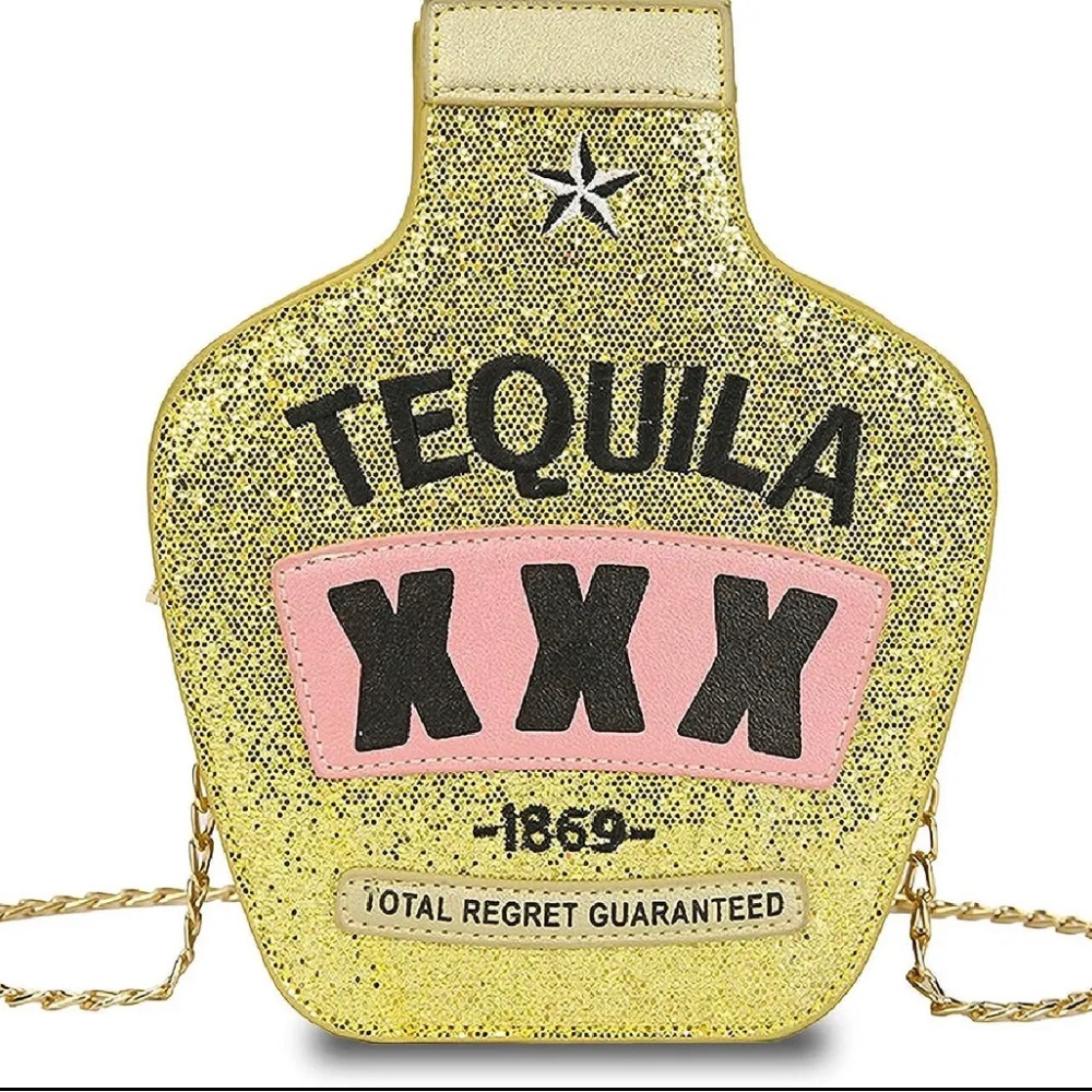 LAST ONE!! LAZER Sequins Crossbody Tequila Bottle Shaped Shoulder Handbag